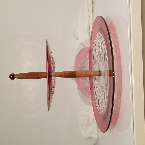 Vintage King's Crown Ruby-Flashed 2-Tier Tidbit Serving Tray - Picture 7 of 17